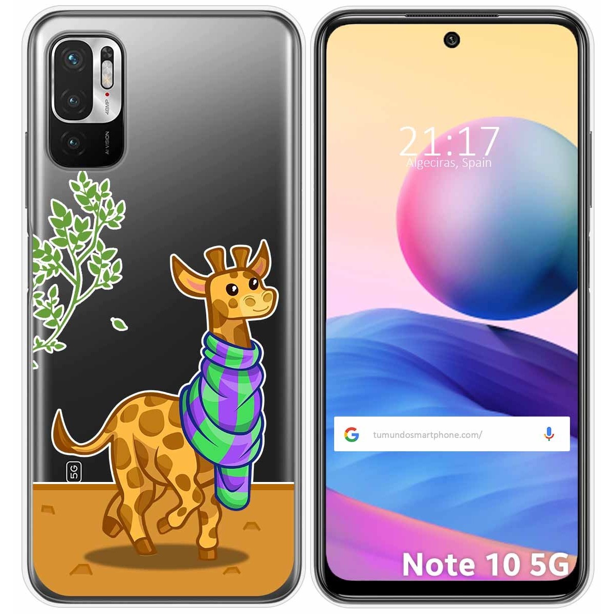 Tumundosmartphone Funda Gel Transparente para Xiaomi Redmi Note 10 5G / POCO M3 PRO 5G diseño Jirafa Dibujos