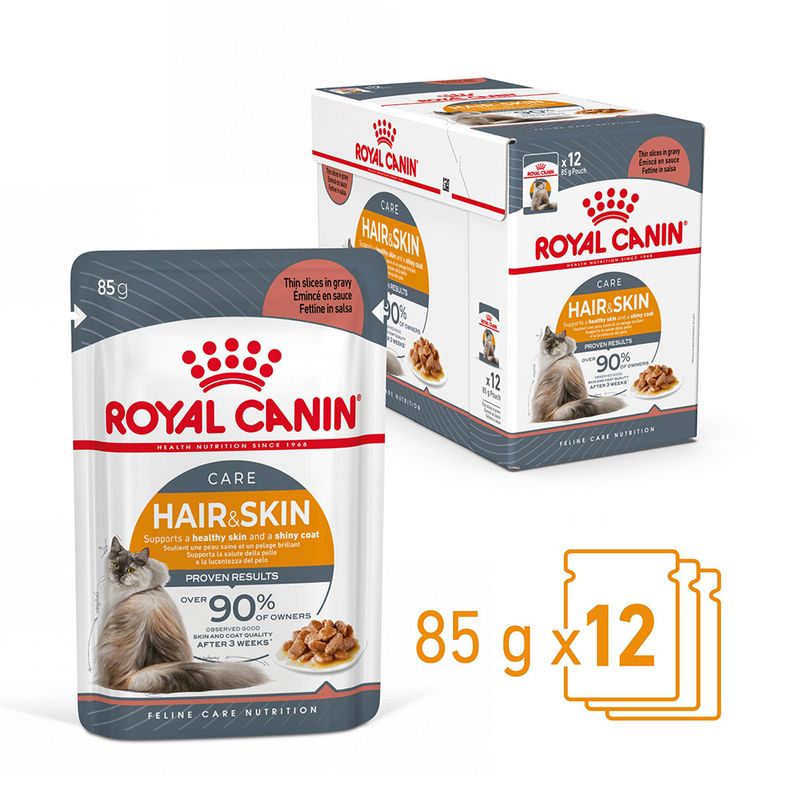 12 sobres x 85 g - Royal Canin Hair and Skin sobre en salsa para gatos