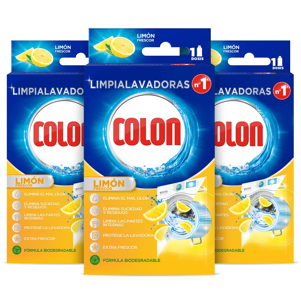 Colon Limpialavadoras Lote 3x 250ml, Higiene Frescor, Express Higiene, Limón y Originl Todo en 1