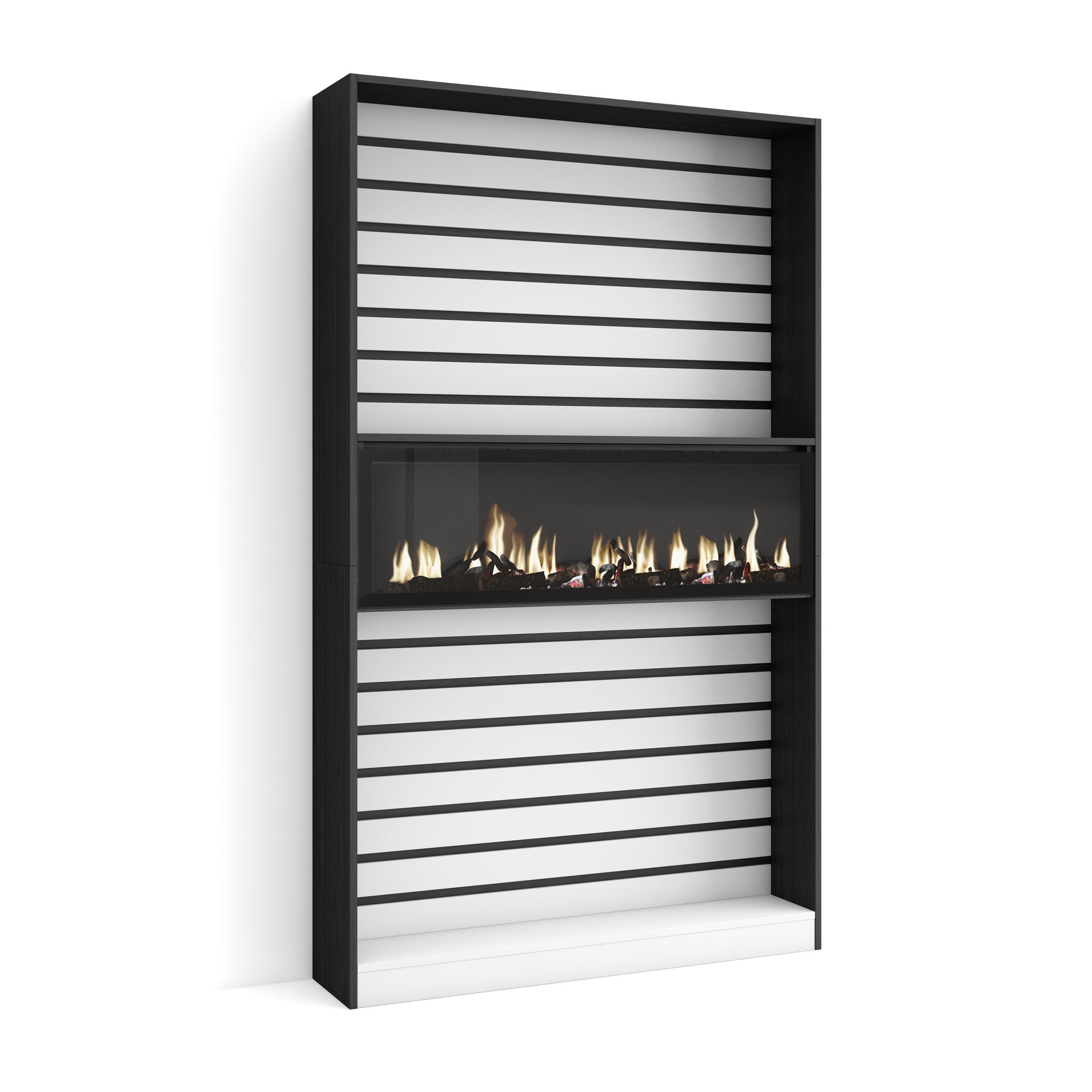 Skraut Home, Estantería, Librería, 110x25x186cm, Fuego XXL Led, Veteado de madera tacto poroso, Varios colores