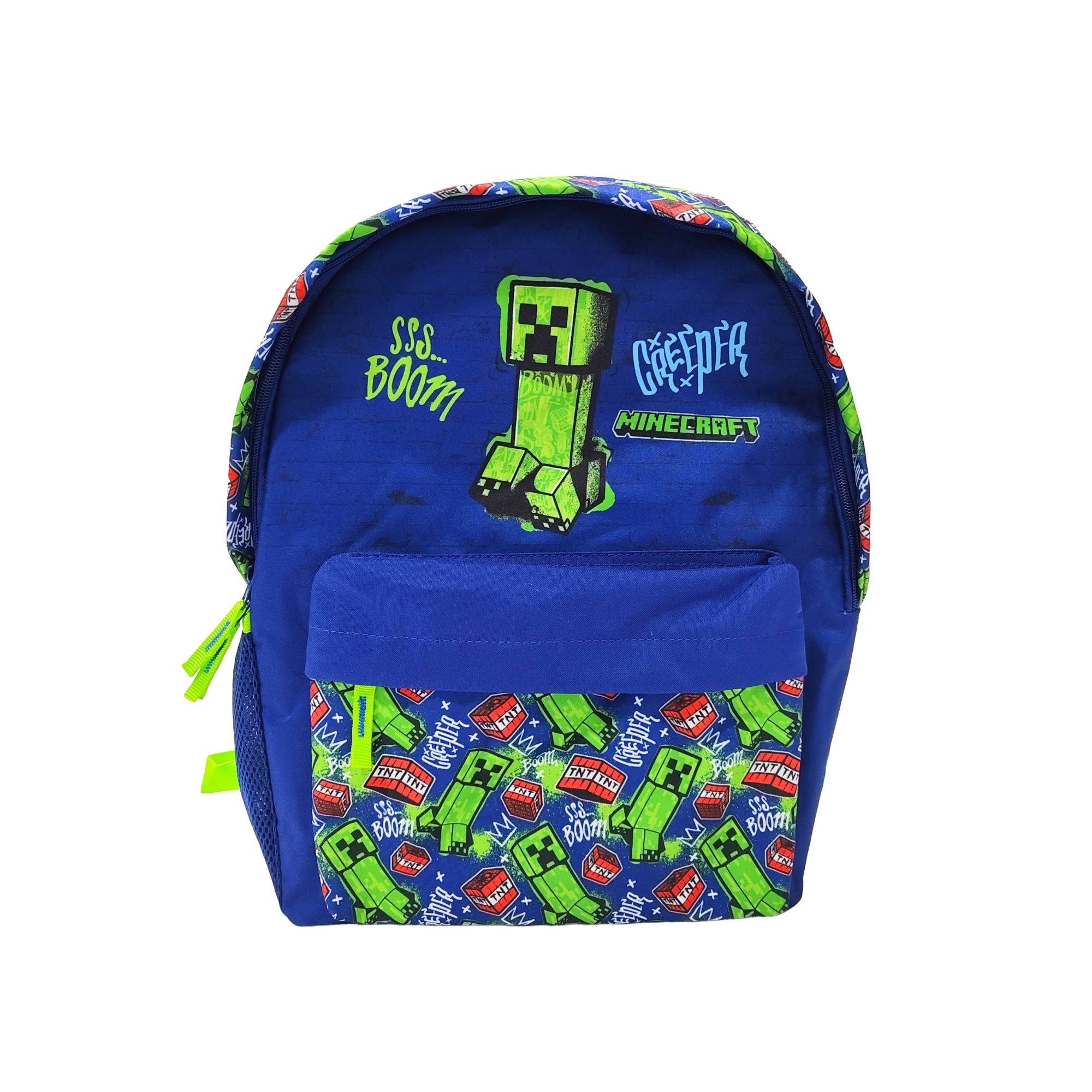 Mochila Escolar Minecraft Boom Creeper ADAPTABLE A CARRO con Compartimento portalaptop. Interior totalmente forrado y personalizado - 41 X 31 X 13.5 CM