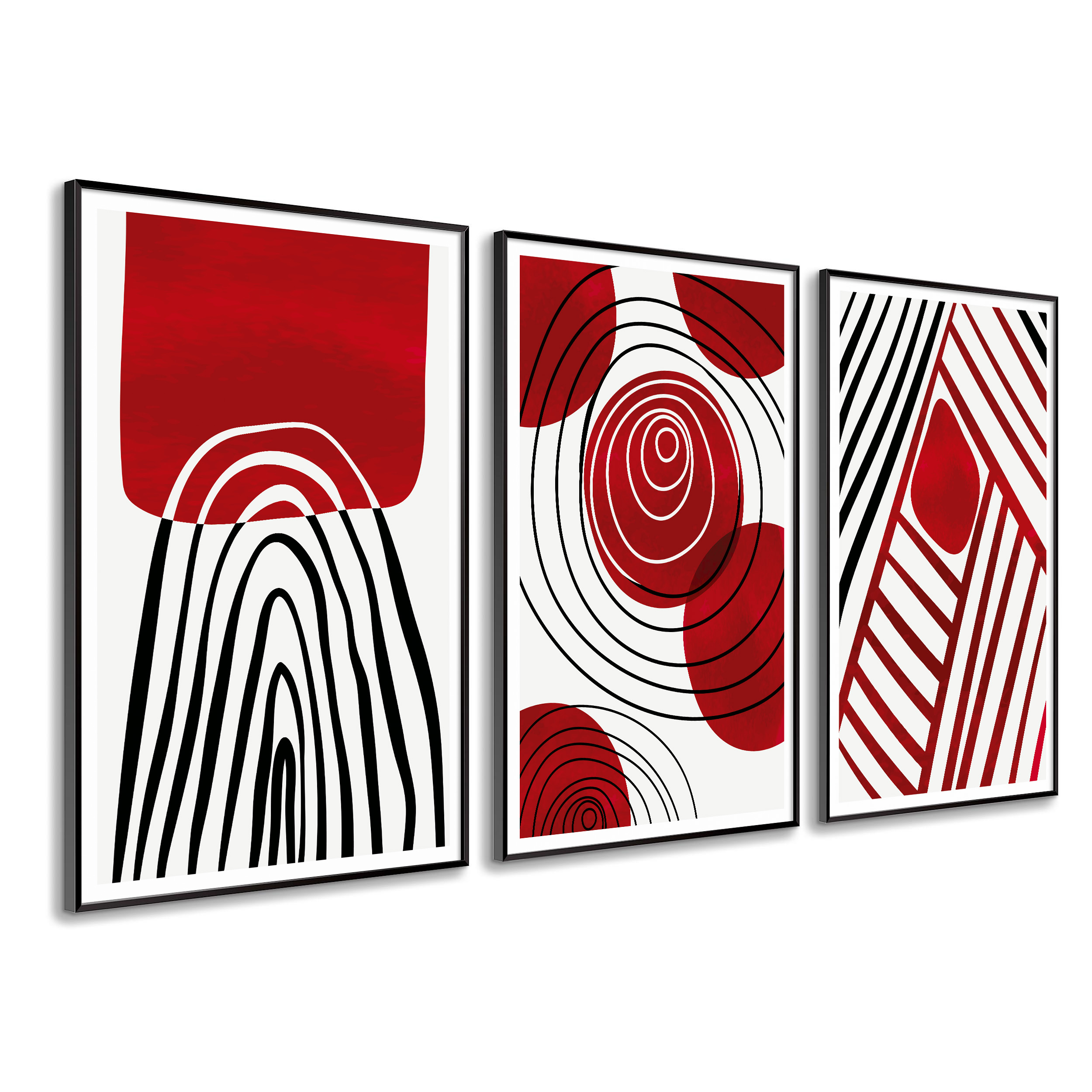 DekoArte - Cuadros decoracion salon modernos ARTE MINIMALISTA MADERA 50x70  cm x3 piezas - Cuadros con marco color negro incluido