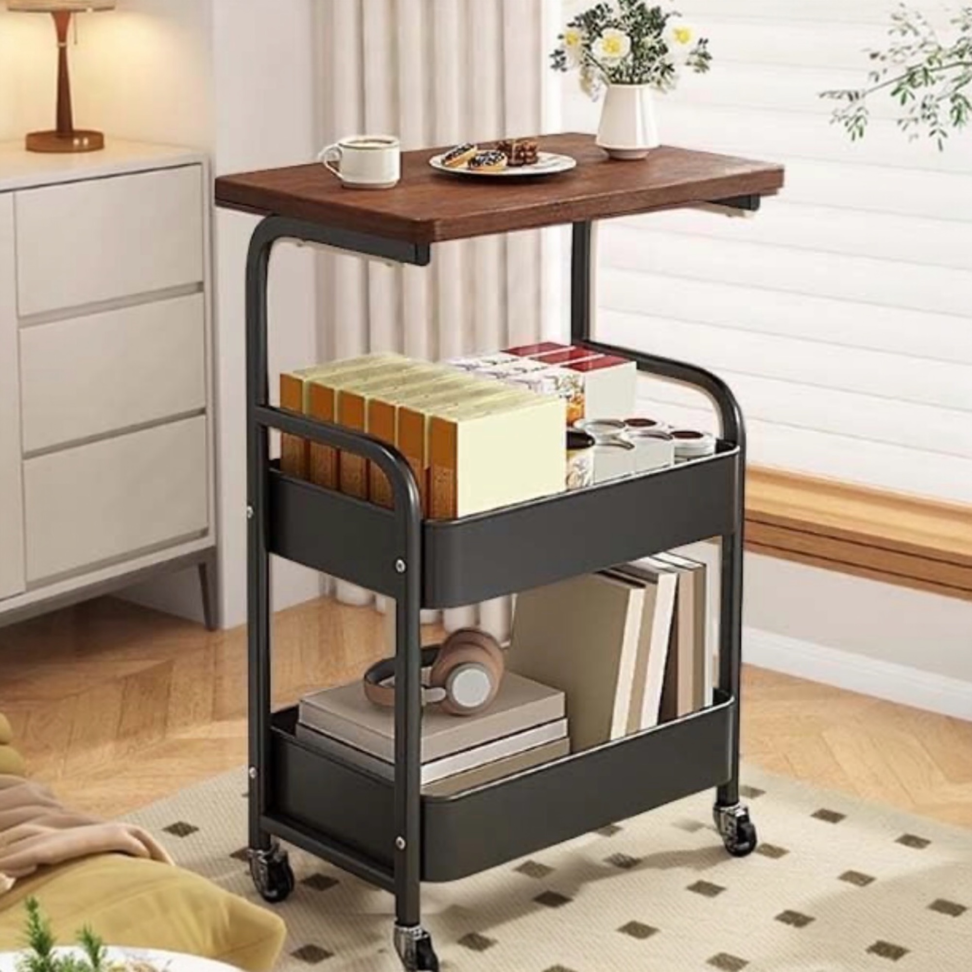 Carro de Almacenamiento Carrito Auxiliar con Ruedas Carro Cocina Carro Servicio Carrito Metalico con Ruedas 3 Niveles Carro Rodante Carro Organizador para Dormitorio Baño Oficina,Carrito de cocina o multiuso de tres niveles con rueda (FRUTA-002 1690 2090)