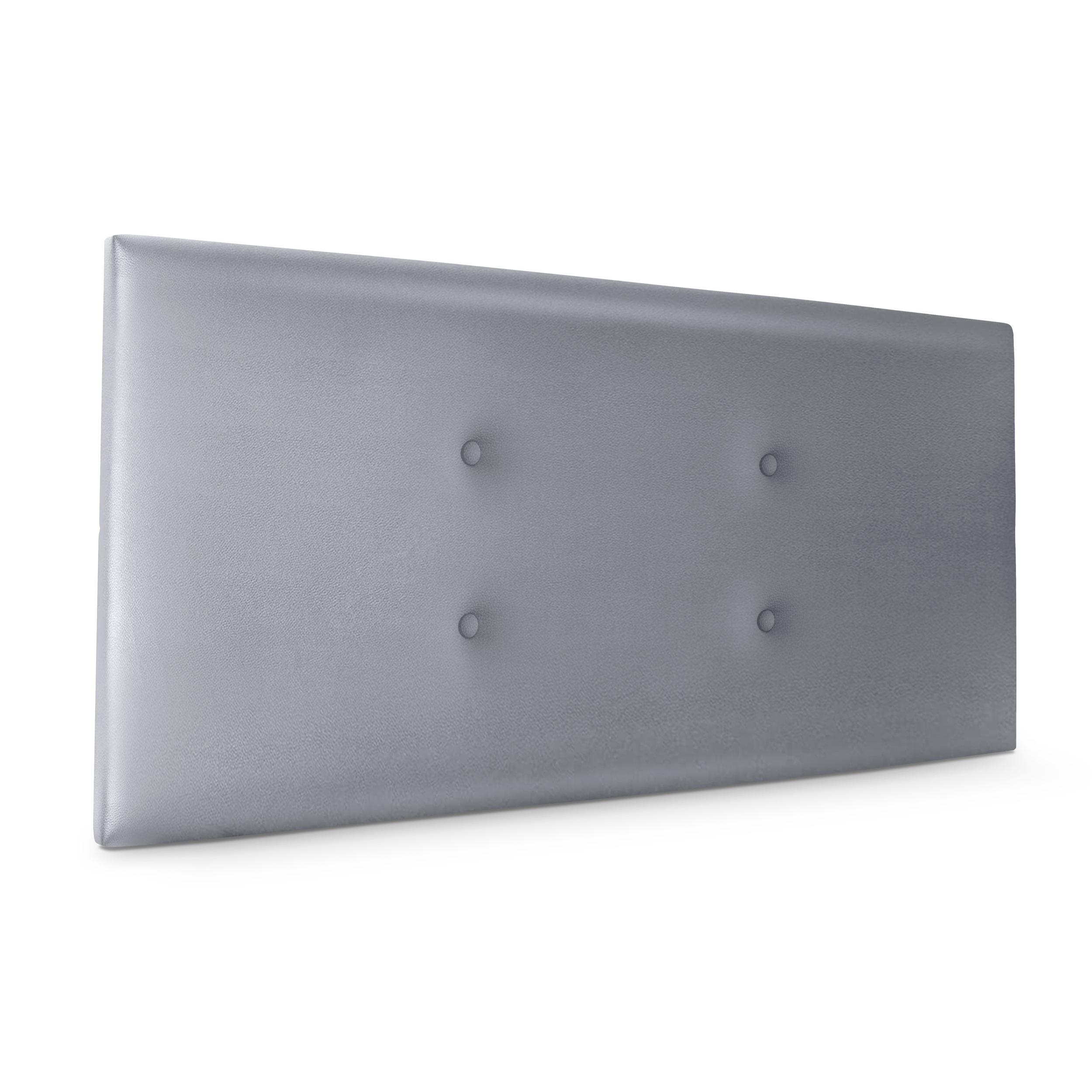 DHOME Cabecero de Polipiel o Tela Acualine con 2 Hileras de Botones Colores Cabezal Tapizado Cama Lujo (Plata Polipiel)