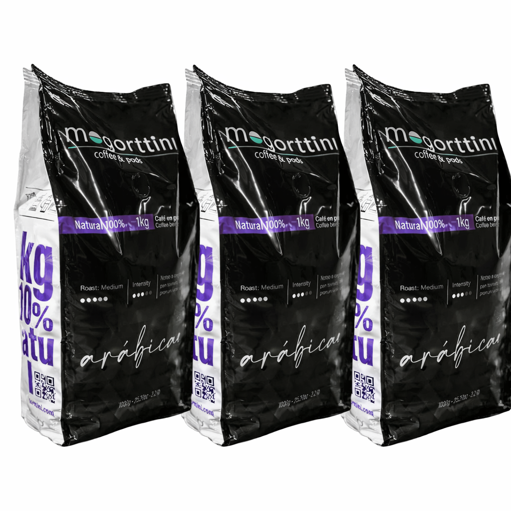 Mogorttini - Pack 3 Kilos Café en Grano Espresso Selección Arábicas Calidad Superior - Ideal para Profesional, Hostelería y Grandes Consumidores - Especial Superautomática