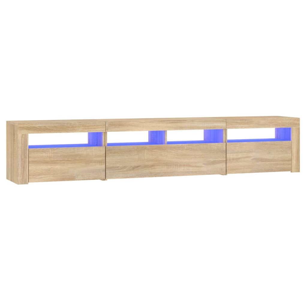 vidaXL Mueble de TV con luces LED 210x35x40 cm, Mueble de Salon, Mueble TV, Mueble TV salon, Mesa de TV, Mueble tele