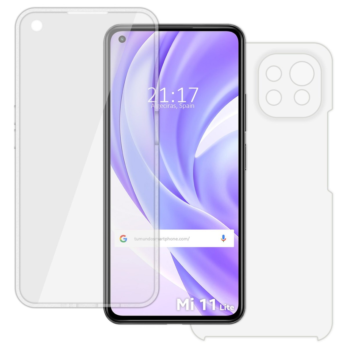 Tumundosmartphone Funda Doble Transparente Pc + Tpu Full Body 360 para Xiaomi Mi 11 Lite 4G / 5G / 5G NE