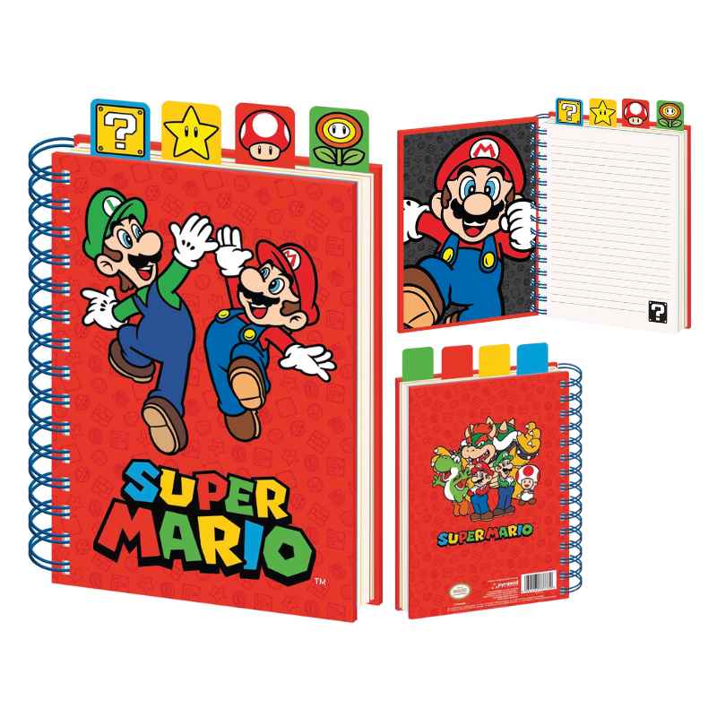Supermario (artículos) - Libro de proyectos de espiral A5, producto oficial, regalo coleccionable para aficionados, hogar, escuela u oficina