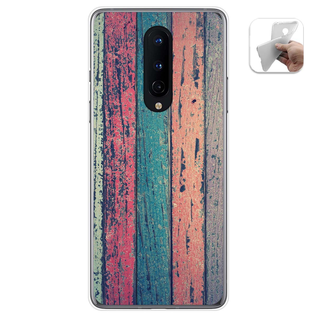 Tumundosmartphone Funda Gel Tpu para OnePlus 8 diseño Madera 10 Dibujos