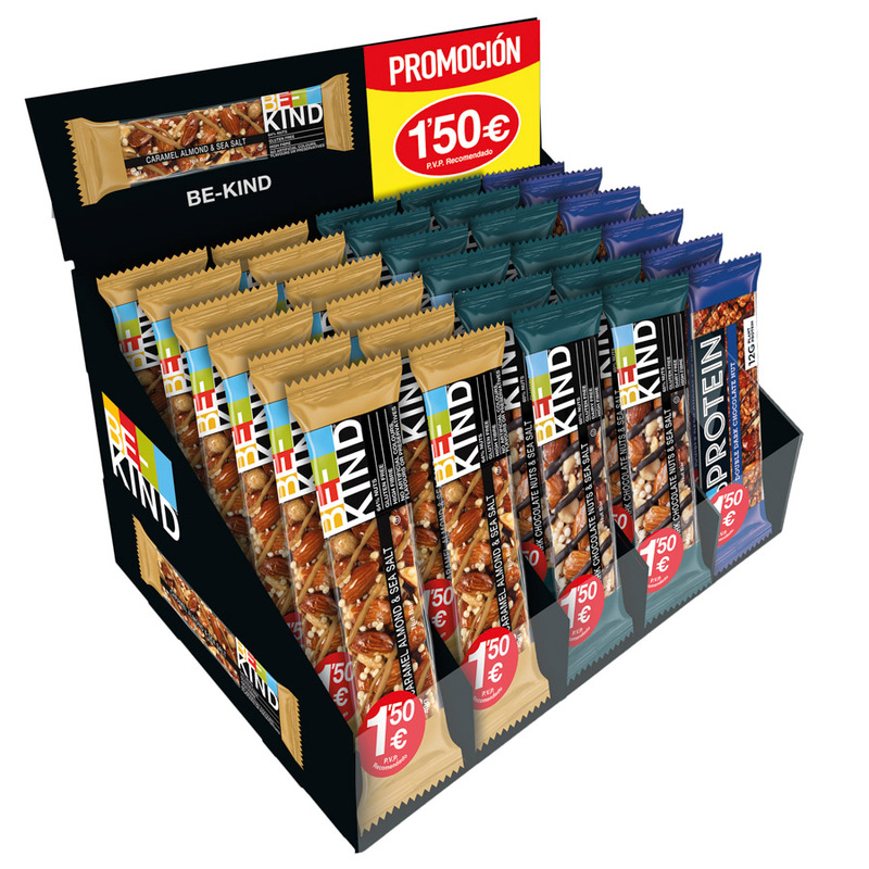 Lote Be-Kind Core Barritas de Cereales con Frutos Secos Tostados - Chocolate Negro y Sal Marina + Caramelo, Almendras y Sal Marina + Protein Chocolate Negro - Contiene 30 unidades - Sin Gluten, Alto en Fibra, Barritas Energeticas