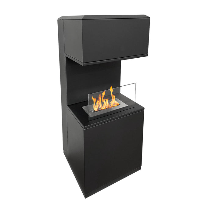 Chimenea de bioetanol de suelo Oslo en acero negro L38xP38xH100