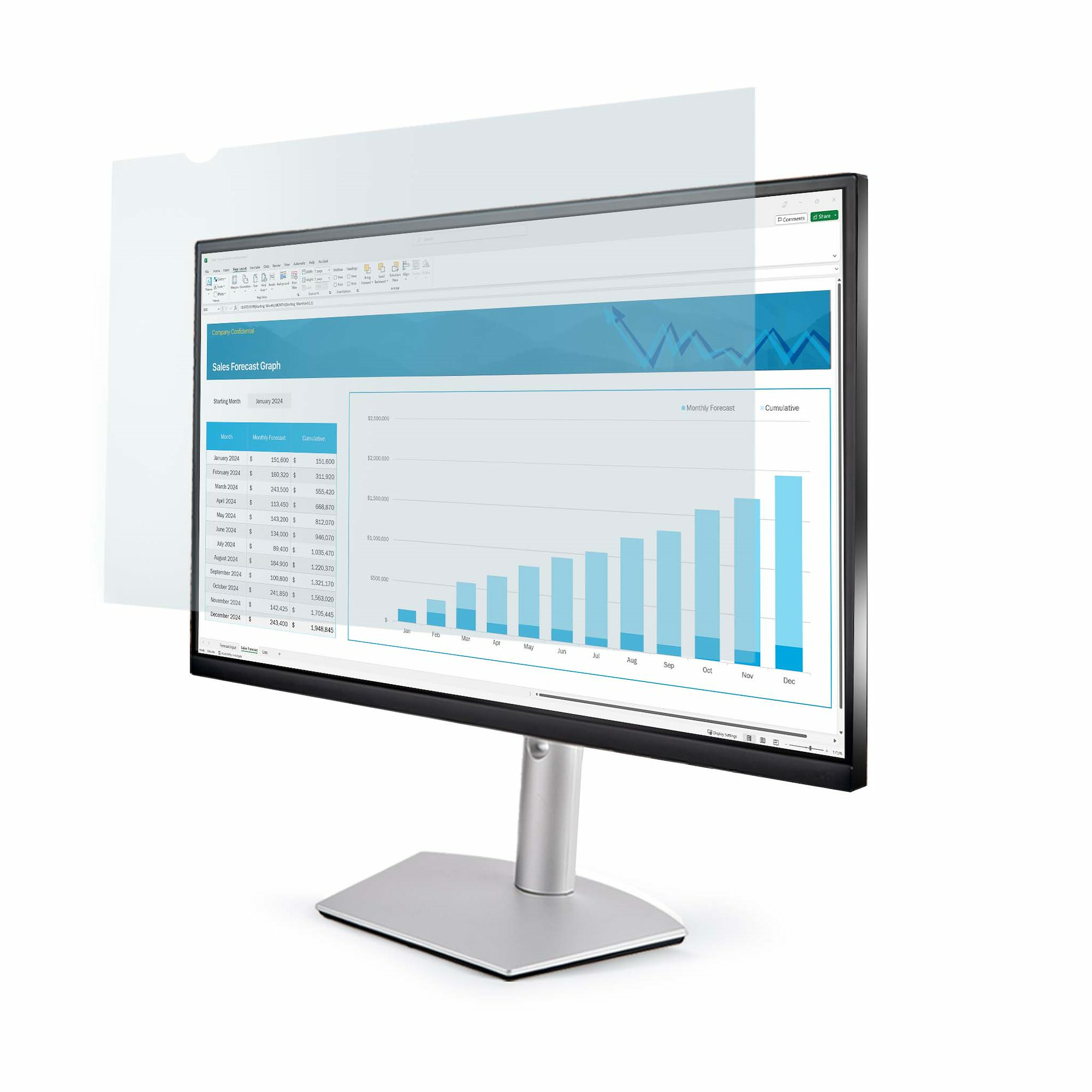 StarTech.com Filtro Anti Luz Azul de 16:9 para Monitor de 24" - Filtro de Luz Azul para Monitor de 24 Pulgadas - Reduce la Fatiga Visual - con Dos Opciones de Montaje - TAA