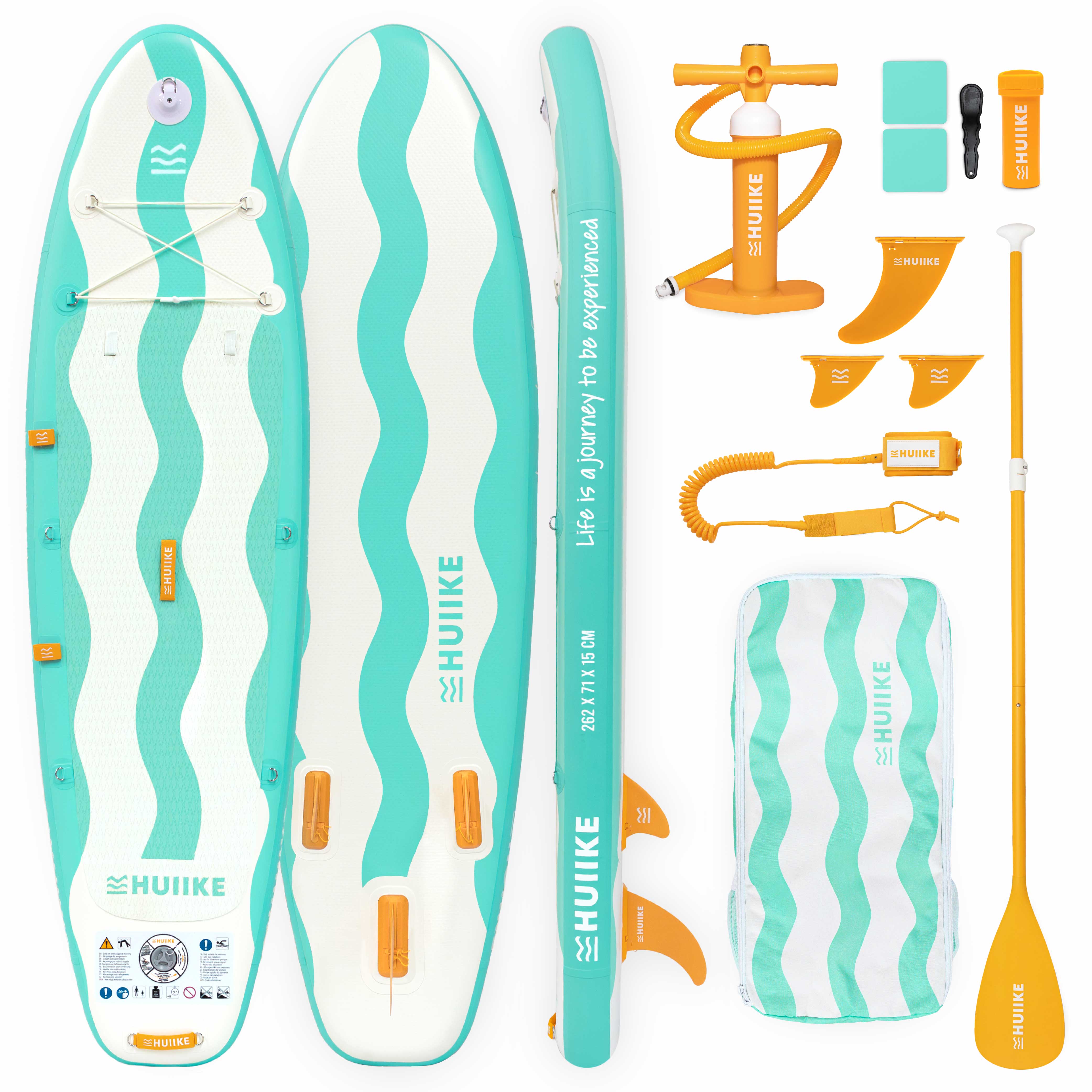 HUIIKE Tabla Paddle Surf Hinchable para Niños 8’7” con Accesorios Incluidos, Remo, Quillas, Inflador. Stand Up Paddle Board Gran Estabilidad y Resistencia. 262 x 71 x 15 cm, Soporta hasta 80 kg