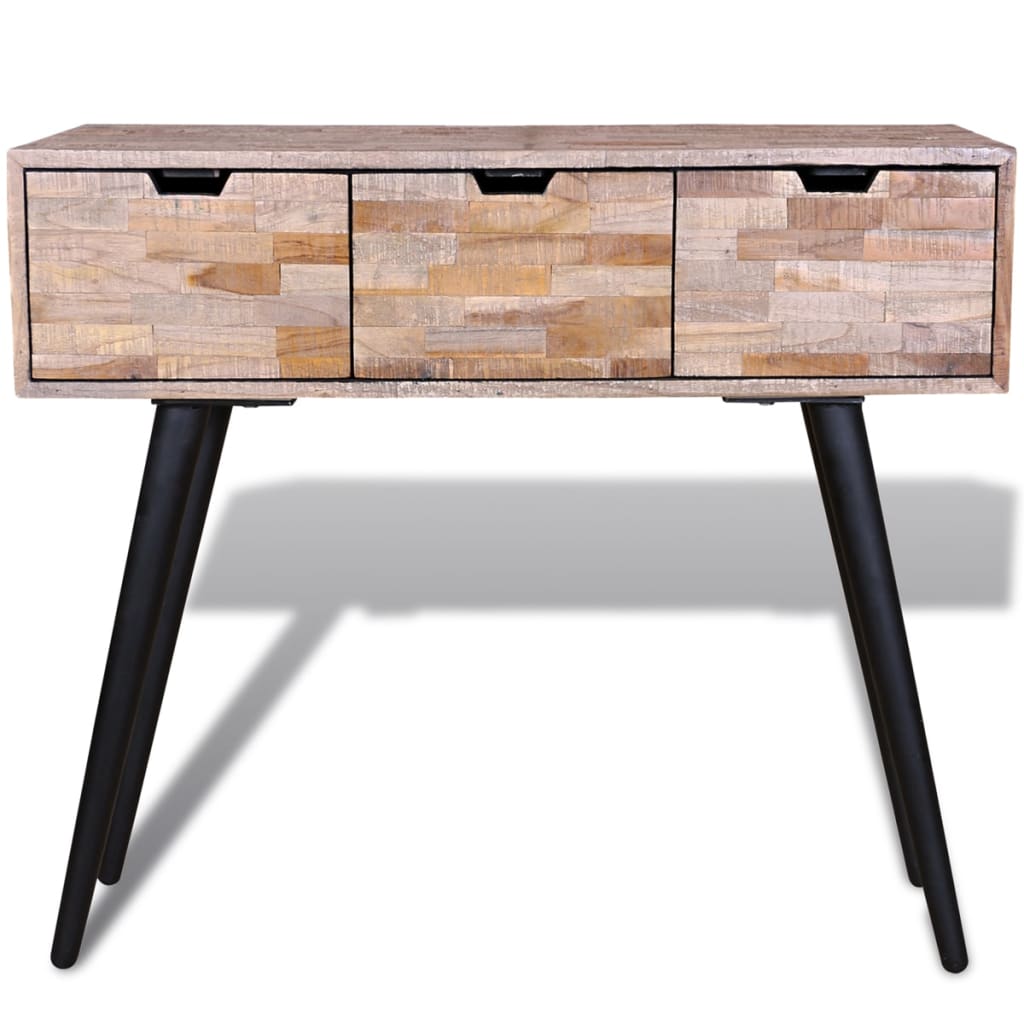 Vidaxl Mesa Consola de Madera de Teca Reciclada con 3 Cajones