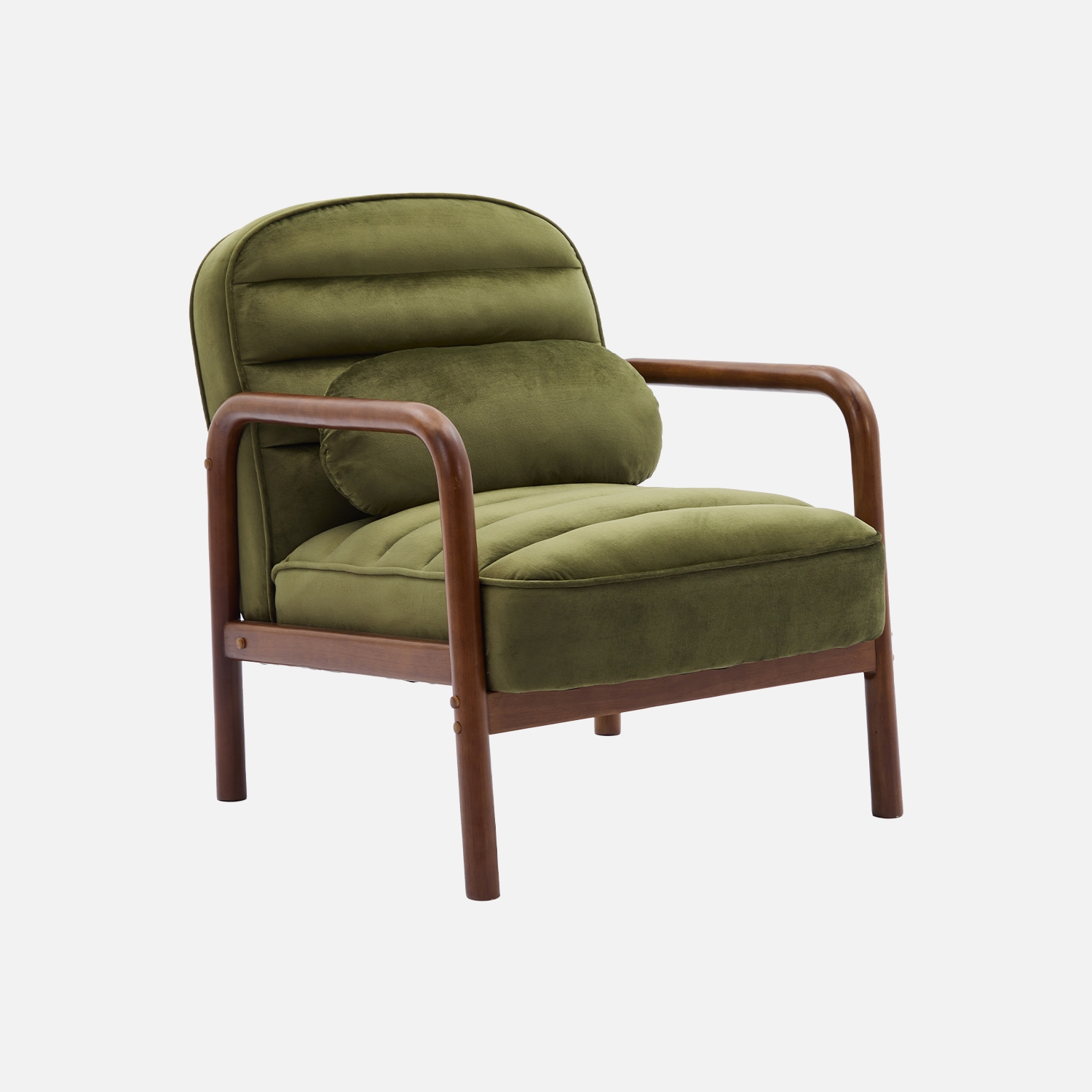 sweeek - Sillón escandinavo de madera de hevea teñida de nogal y tela de terciopelo , Amelie terciopelo , 66x82x77