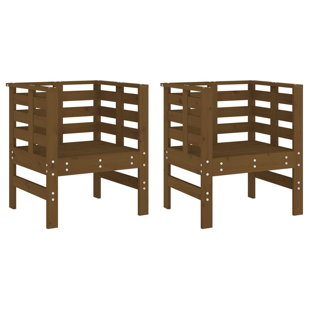 vidaXL Sillas de jardín 2 uds madera abeto Douglas 61,5x53x71 cm