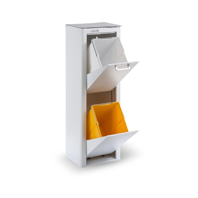 DON HIERRO - Cubo de basura y reciclaje lacado, 2 cubos gran capacidad, CUBEK-
