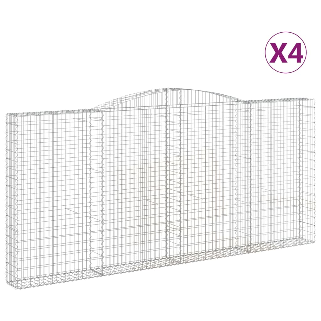 vidaXL Cestas de gaviones 4 uds forma de arco hierro Dimensiones 400 x 30 x 40/60 cm,  400 x 30 x 180/200 cm,  400 x 30 x 200/220 cm y mas