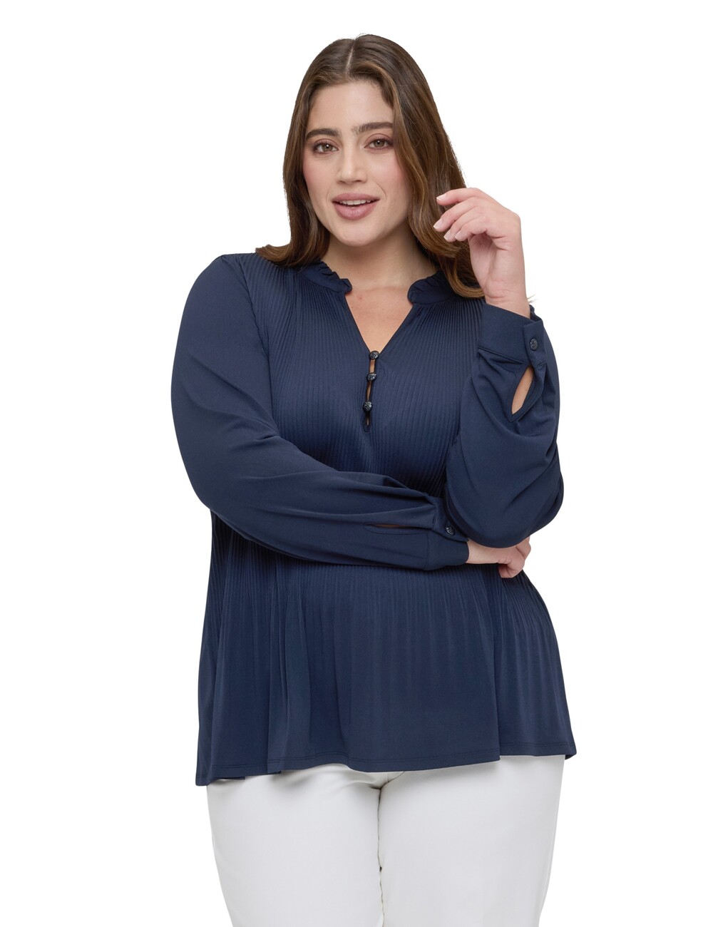 Fiorella Rubino - Blusa de jersey plisado con botones