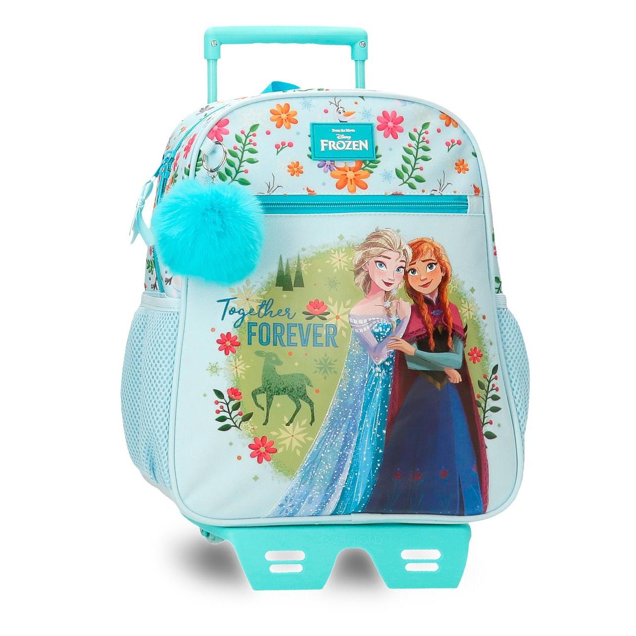Mochila escolar con carro Frozen Forever 27x33x11cm Azul Claro