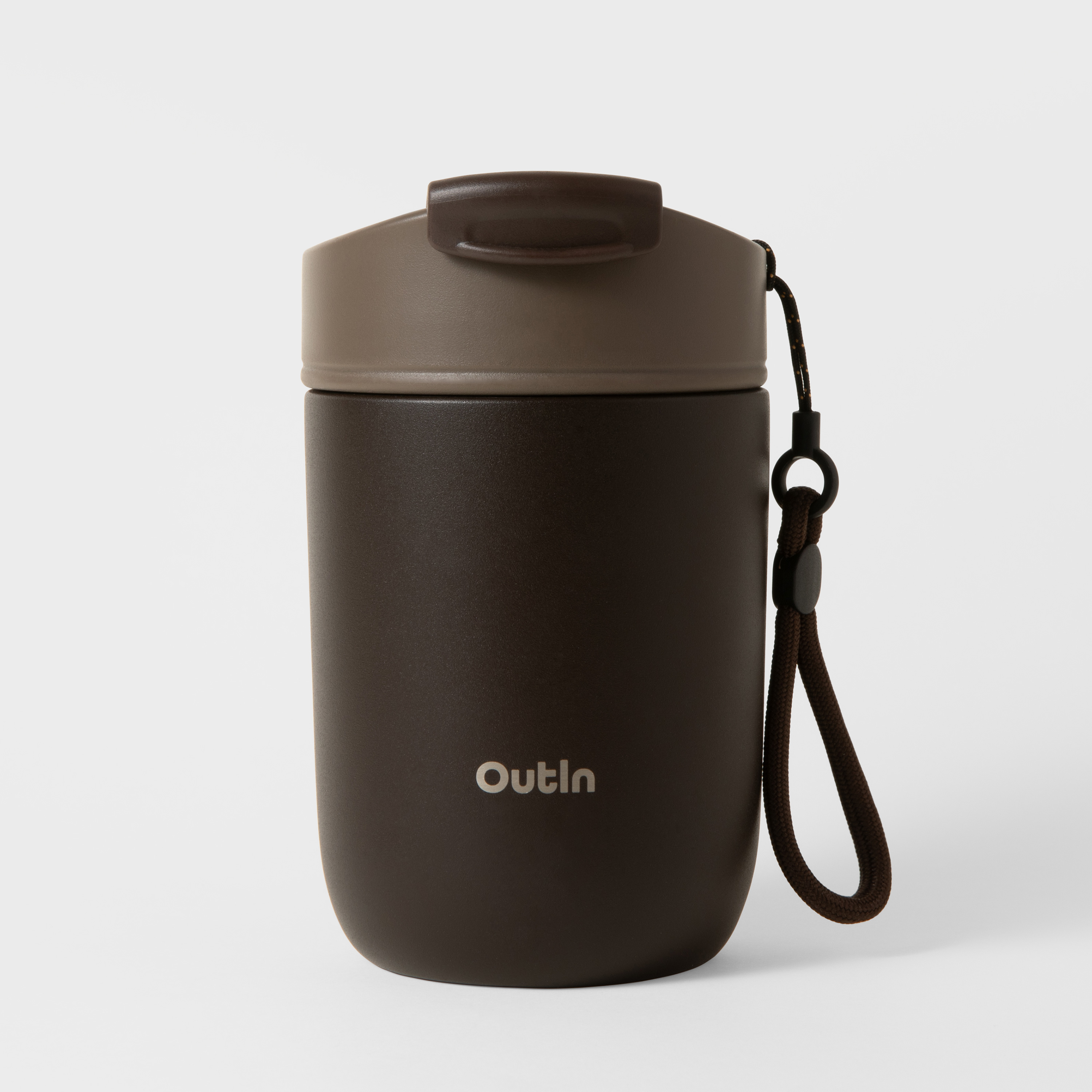 Vaso Térmico Portátil Outin de 350 mL, Doble Pared al Vacío, Ideal para Café y Bebidas Frías, Compacto y Ligero, Color Marrón Tundra