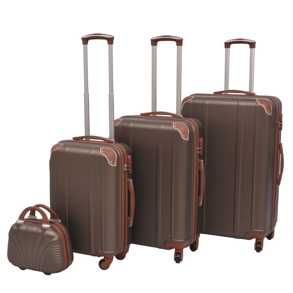 vidaXL Juedo de Maletas Rígidas Trolleys de Ruedas 4 Uds Set Equipaje Color Café,  champán,  Antracita y mas