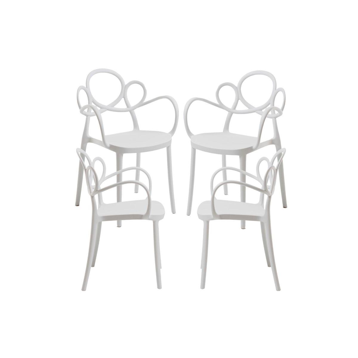 Regalos Miguel - Packs Sillas Jardín - Pack 4 Sillas Sky con Reposabrazos - Blanco