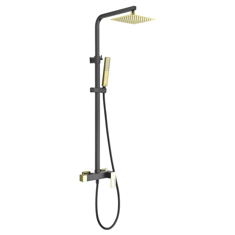 Imex Suecia BDC032/NGOLD columna de ducha con barra de acero inoxidable acabado negro y dorado