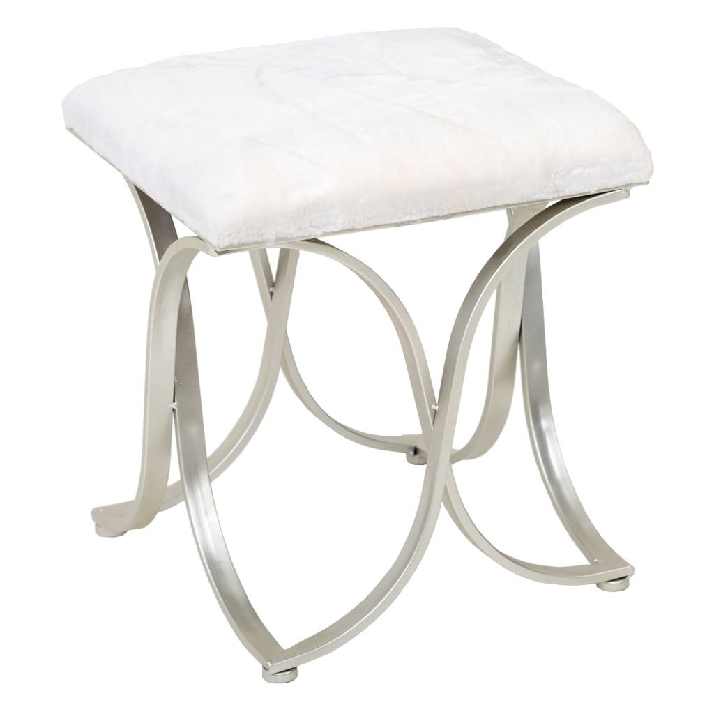 Wonderlust Deco - Banqueta de metal plateado tapizada 41x41x47 Multicolor 41x41x47h cm