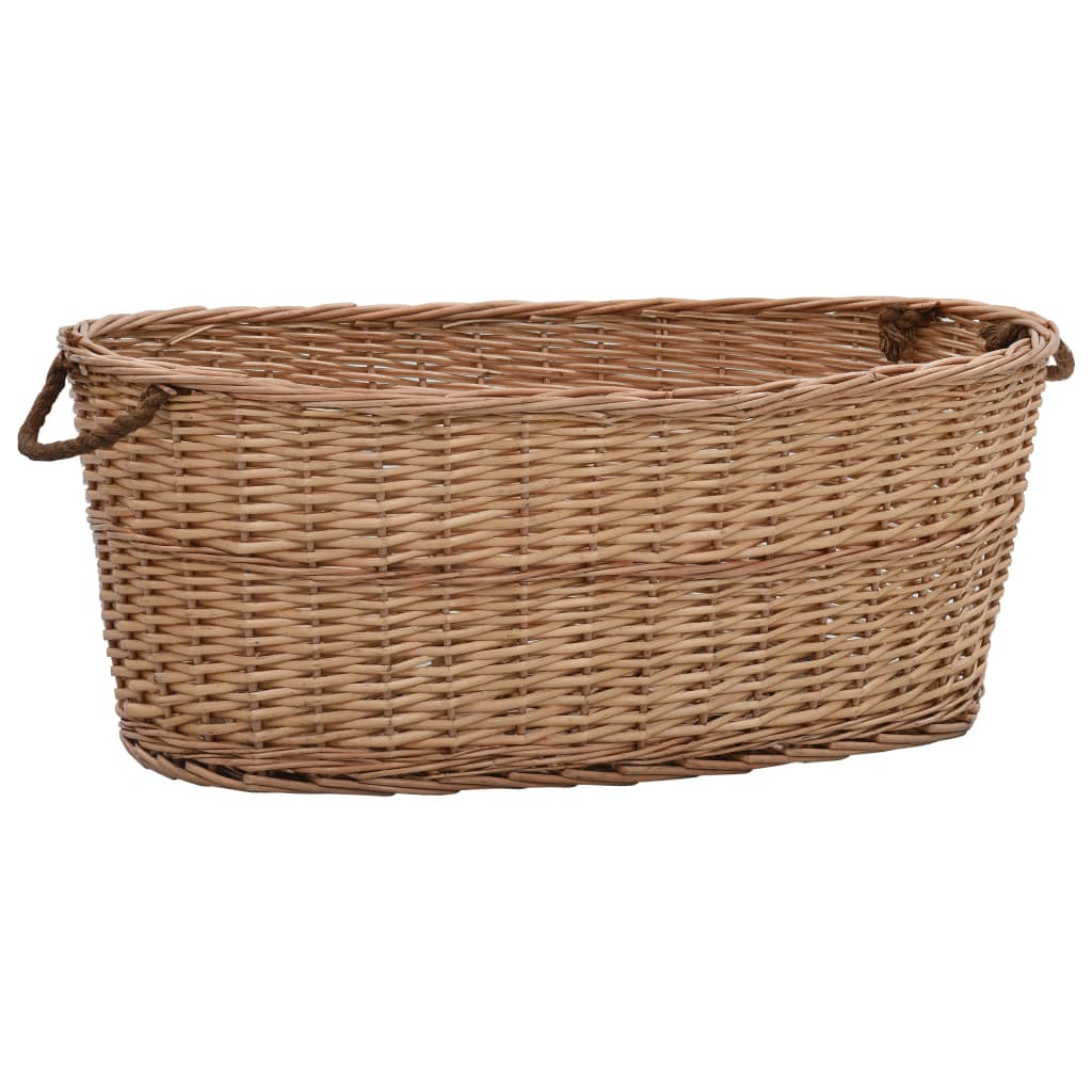 vidaXL Cesta para Leña con Asas de Transporte Cesto para Troncos Sauce Natural Dimensiones 56 x 40 x 28 cm, 78 x 54 x 34 cm, 88 x 57 x 34 cm