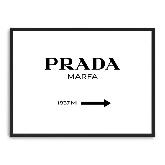 Cuadro prada i 30x40cm, Póster impreso en papel de primera calidad de 180gr, montado sobre marco de madera MDF acabado en negro., Moda