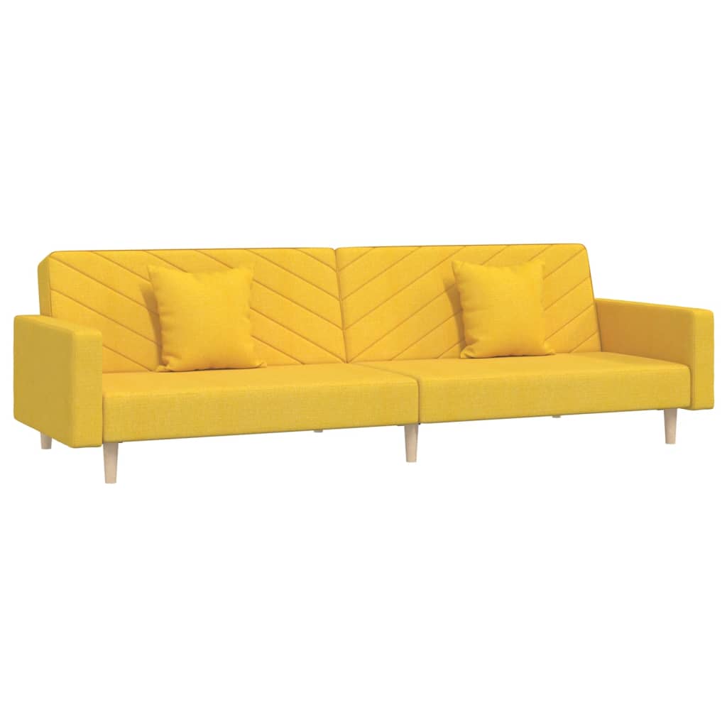vidaXL Sofá cama de 2 plazas con dos almohadas tela color amarillo