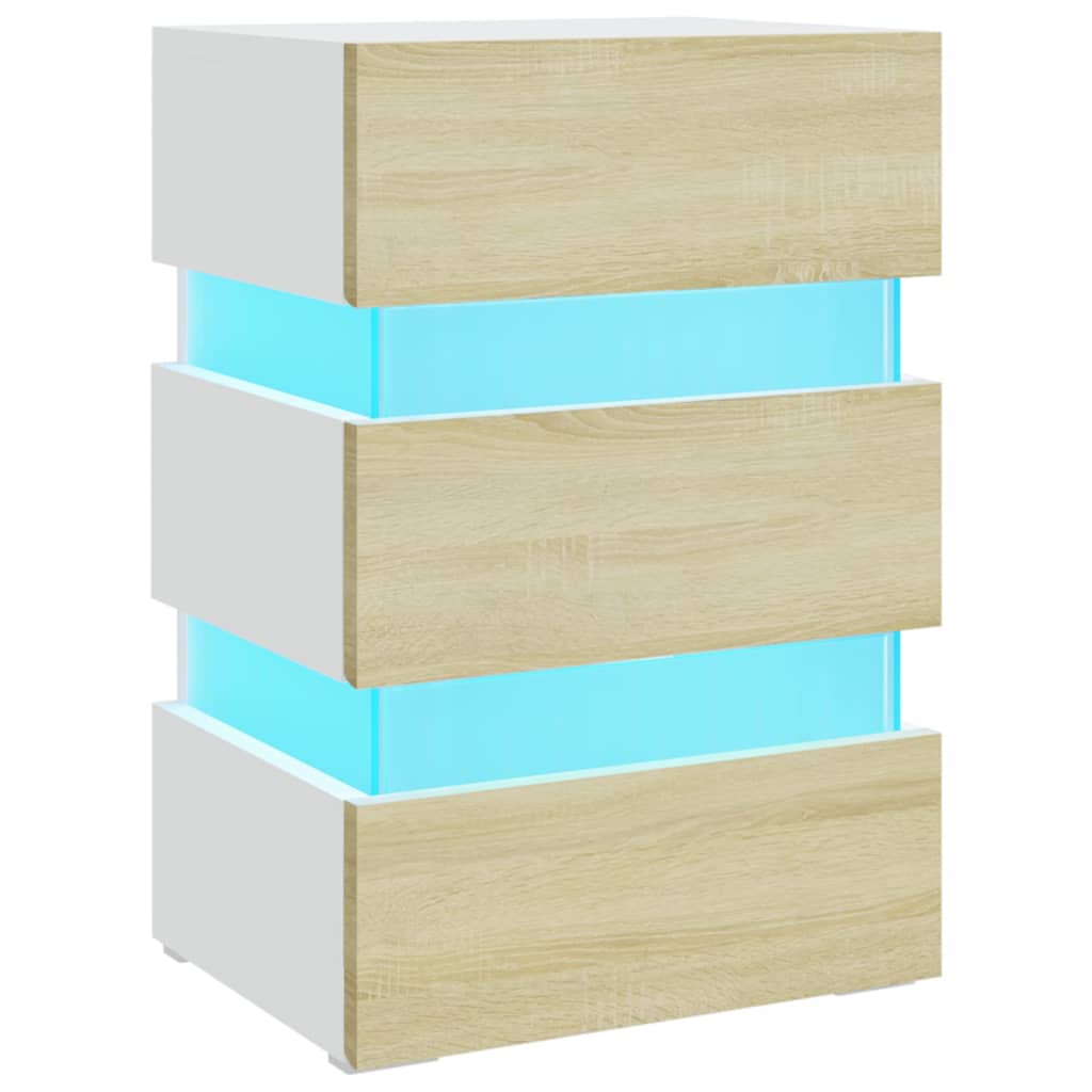 Vidaxl - Mesita de Noche LED Madera Ingeniería 45x35x67 Cm Blanco