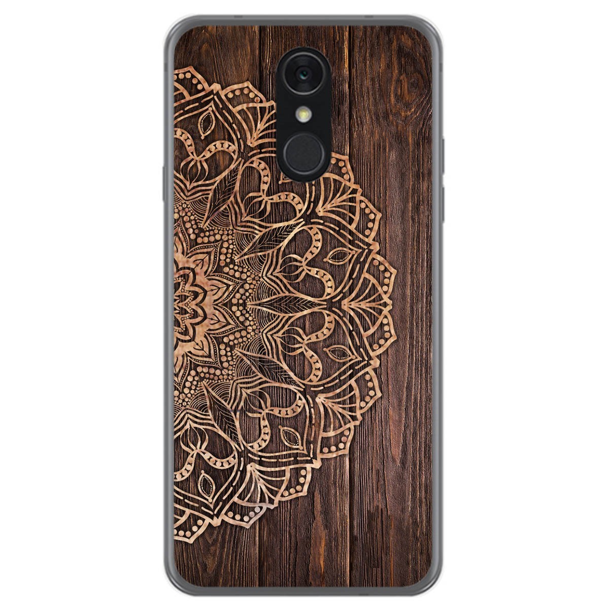 Tumundosmartphone Funda Gel Tpu para Lg Q7 diseño Madera 06 Dibujos