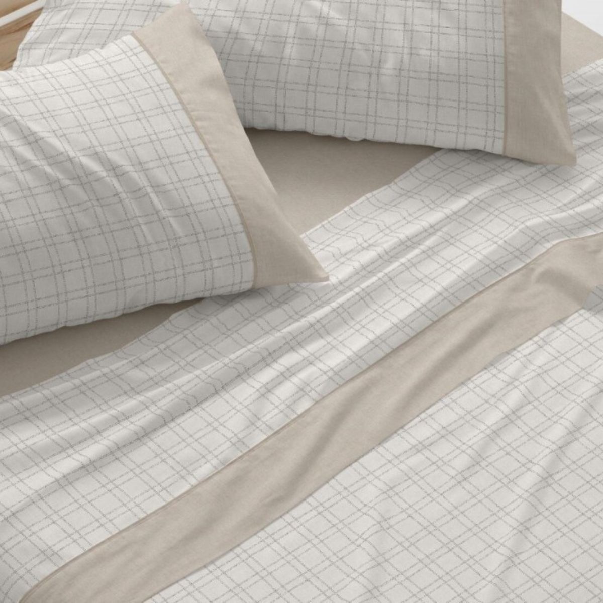 Juego de Sábanas 100% Algodón Burrito Blanco con Diseño de Cuadros para Cama de 135, 150/160 y 180 cm