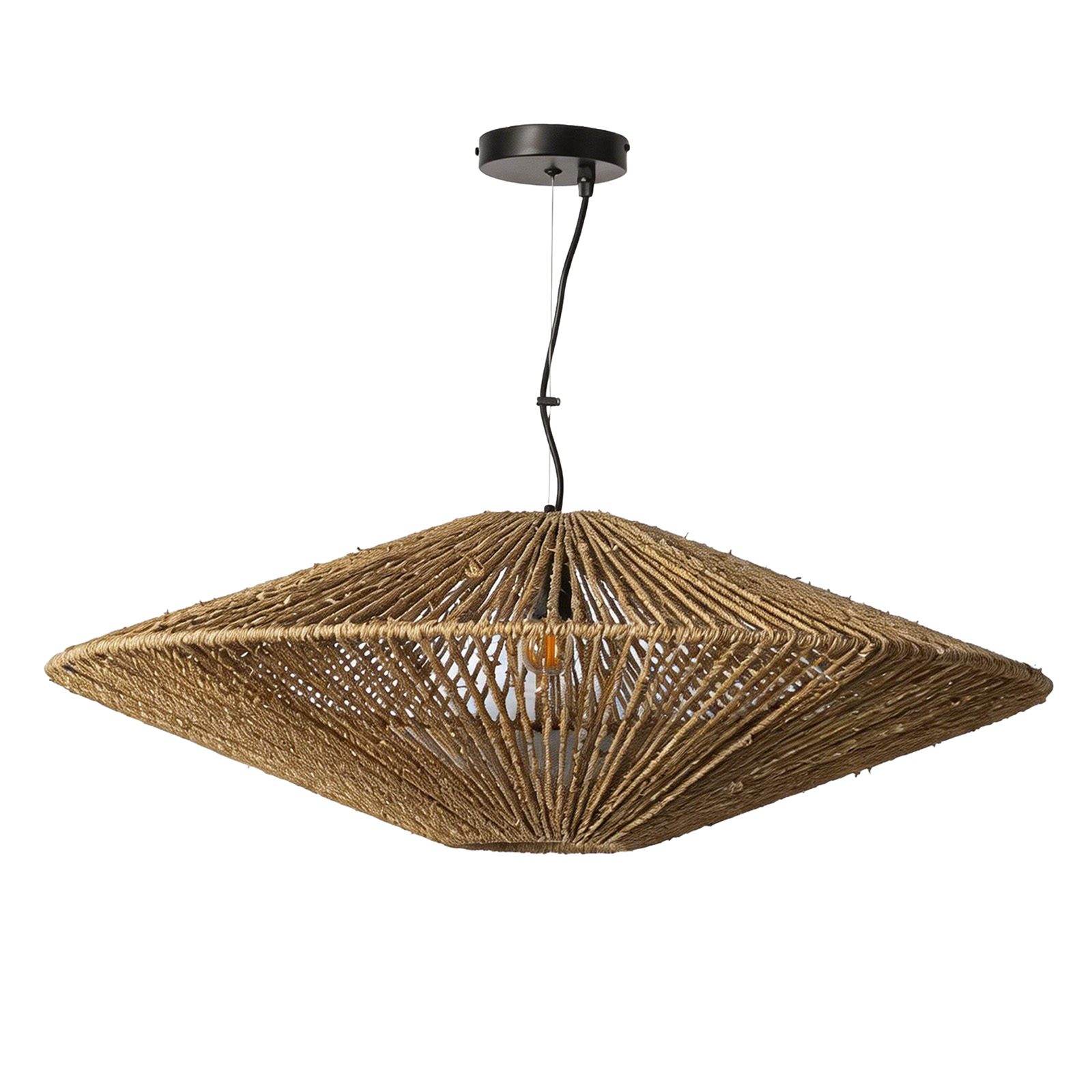 ALPINALUZ Lámpara Colgante Oasis de Fibra Vegetal Trenzada Ø80 cm E27, Pantalla Grande Estilo Boho Natural para Comedor, Salón y Restaurante