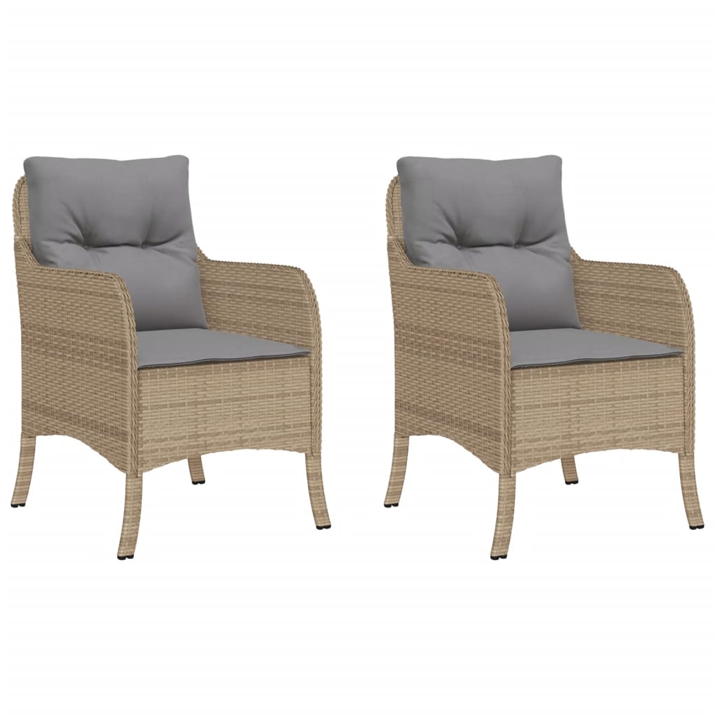 vidaXL Sillones jardín con cojines 2 uds ratán sintético beige mezcla