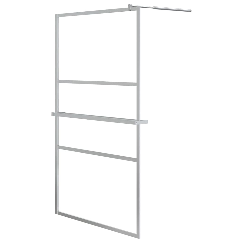 vidaXL Mampara ducha con estante vidrio ESG aluminio cromado 115x195cm mampara Modelo Stone design, Esmerilado