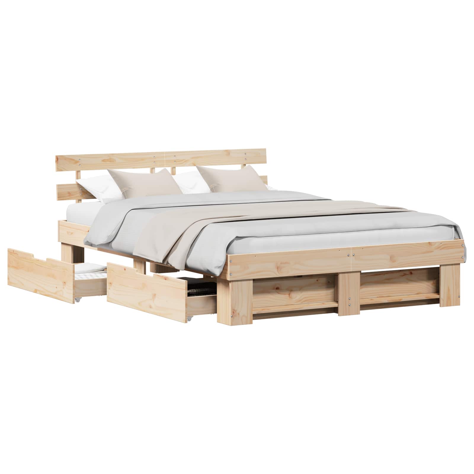vidaXL Estructura de cama con cabecera con cajón Madera de pino macizo Cama Multitalla