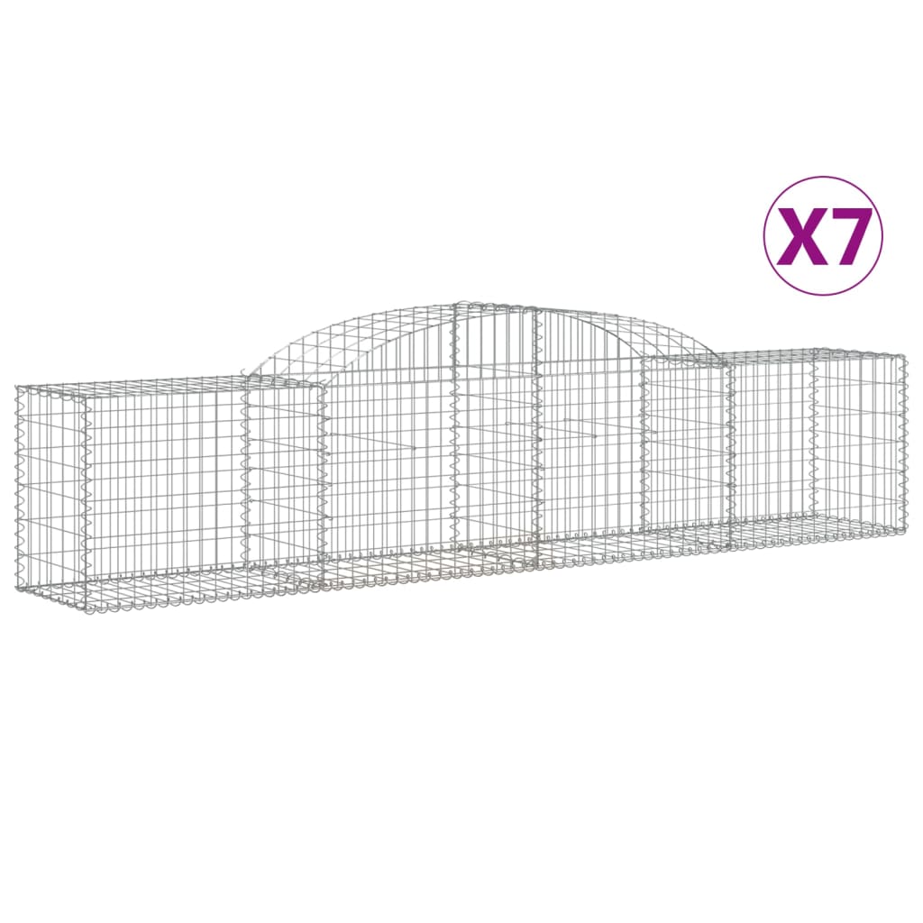 Vidaxl Cestas de Gaviones en Forma de Arco, 7 Uds, Hierro, 300 X 30 X 40/60 - 300 X 30 X 80/100 Cm