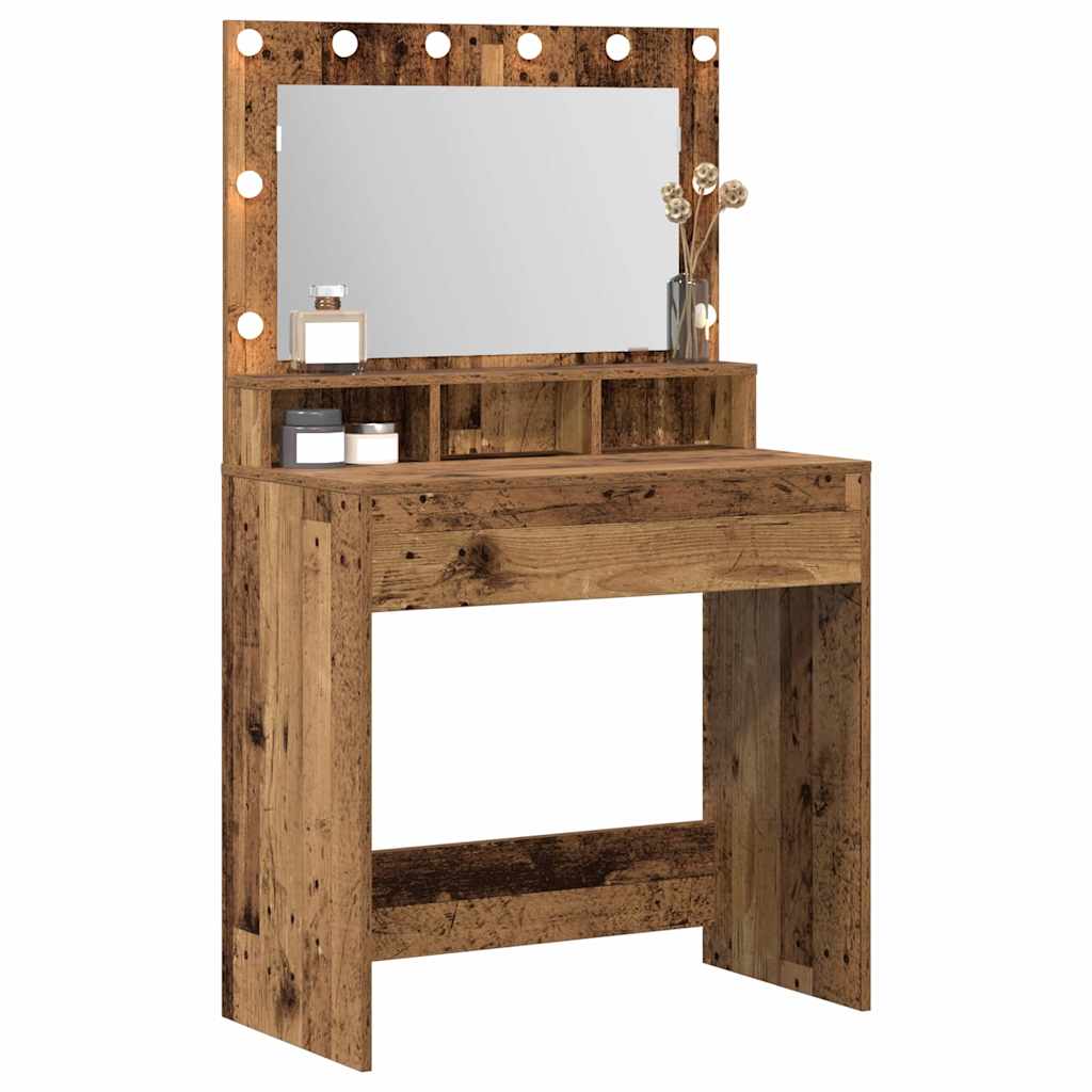 vidaXL Mesa Tocador con estante Madera vieja 75,5 x 41 x 135 cm