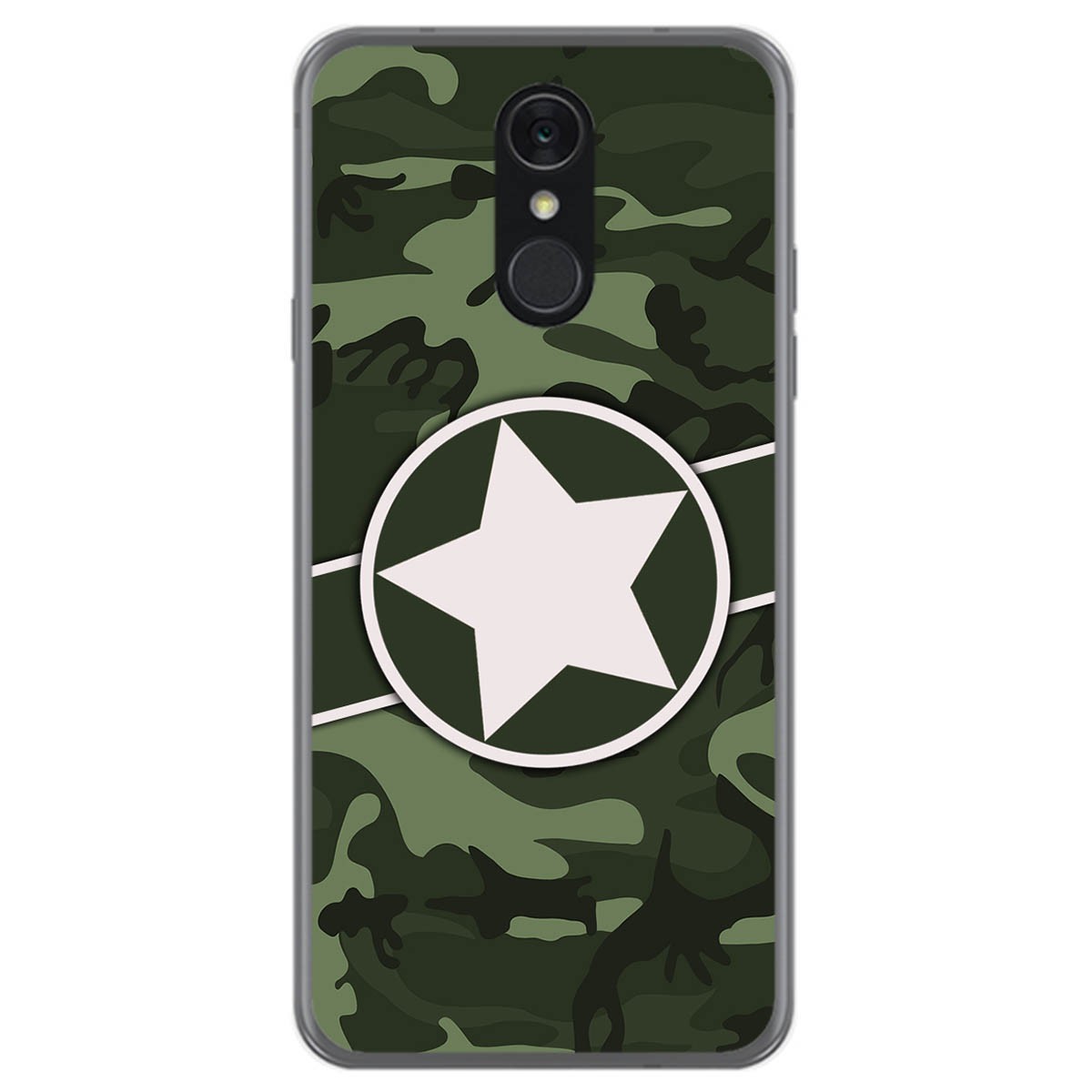 Tumundosmartphone Funda Gel Tpu para Lg Q7 diseño Camuflaje 01 Dibujos