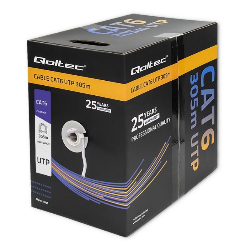 Qoltec 50359 Cable de red UTP| CAT6 | 305m | PVC gris