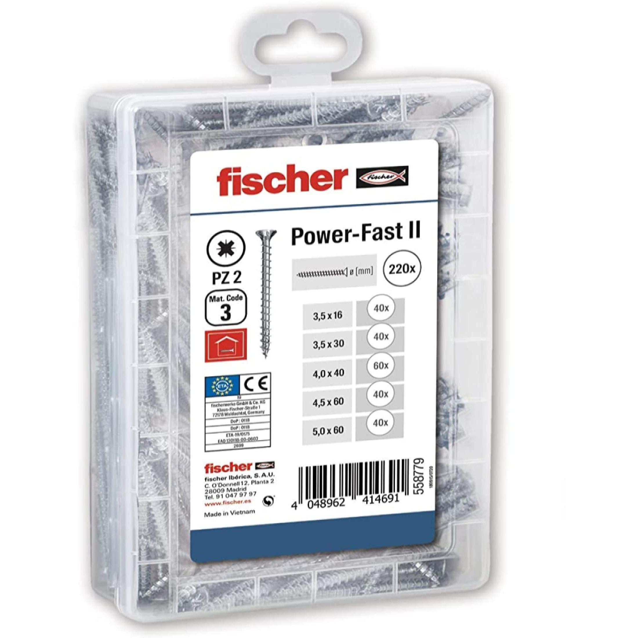 pack 220 tornillos surtidos fpfii misterbox  558779 fischer