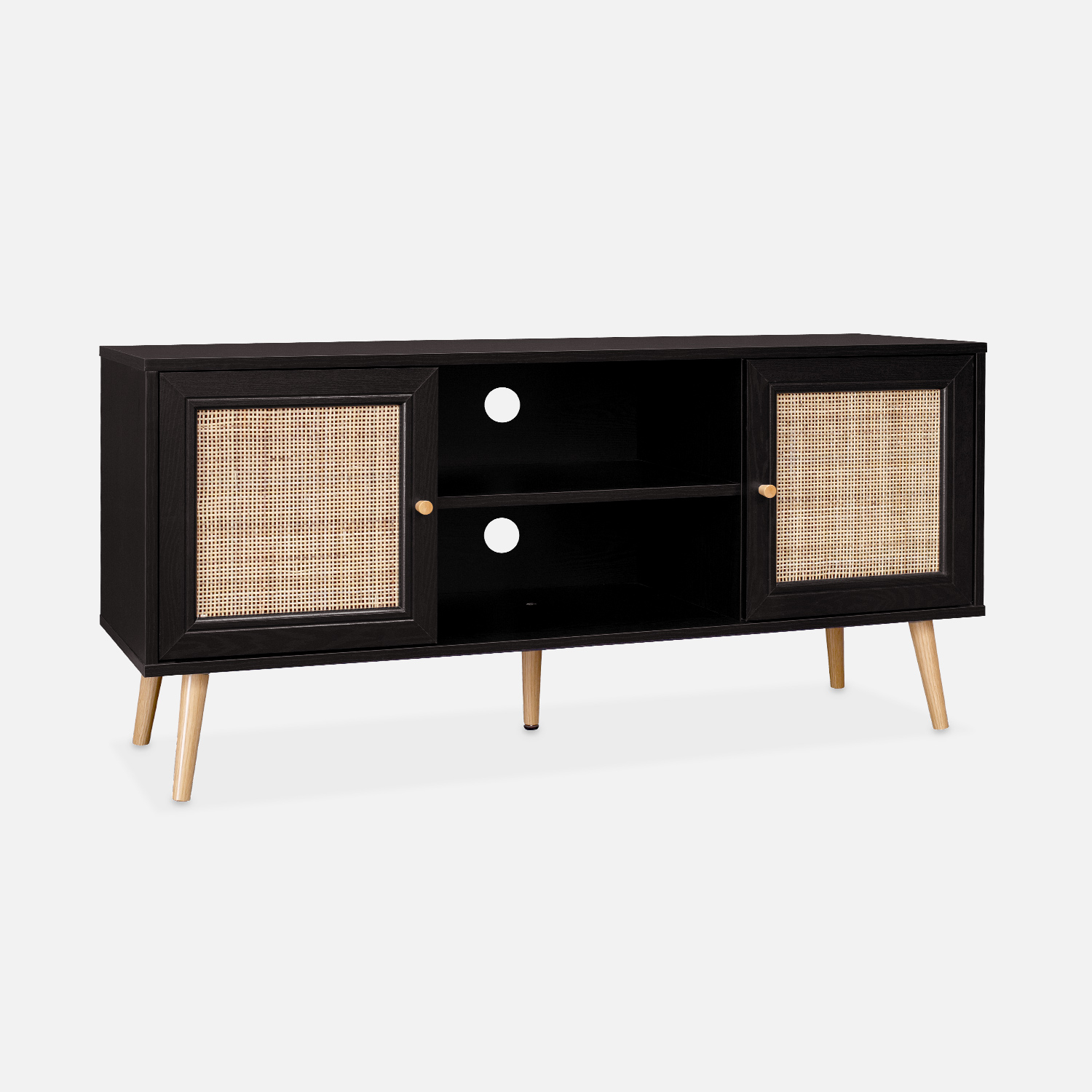 sweeek - Mueble TV de caña trenzada, 120cm , Boheme , 120x39x56