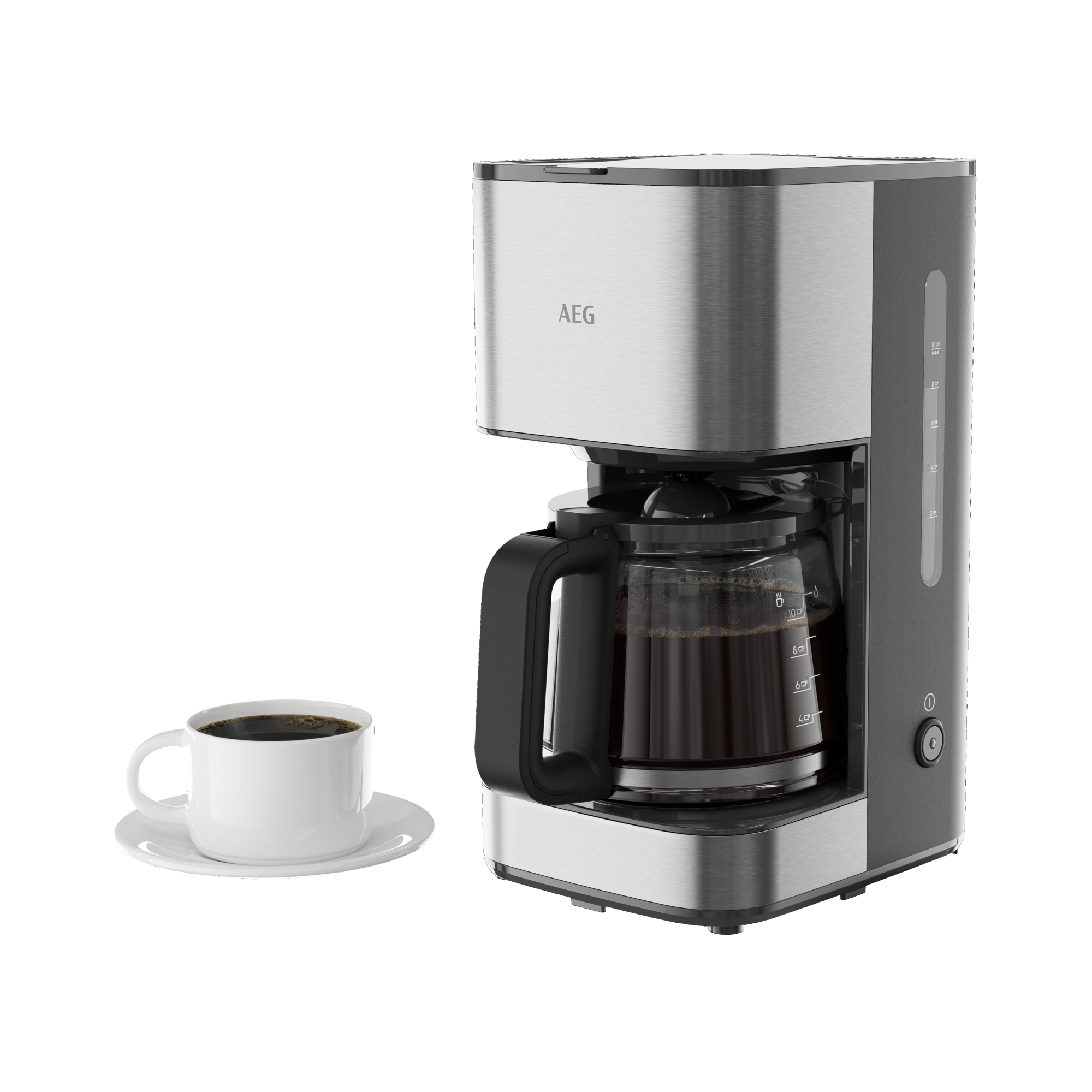 AEG - Cafetara de goteo con harra de vidrio para 12 tazas y 1100 W de presión - CM3-1-3ST