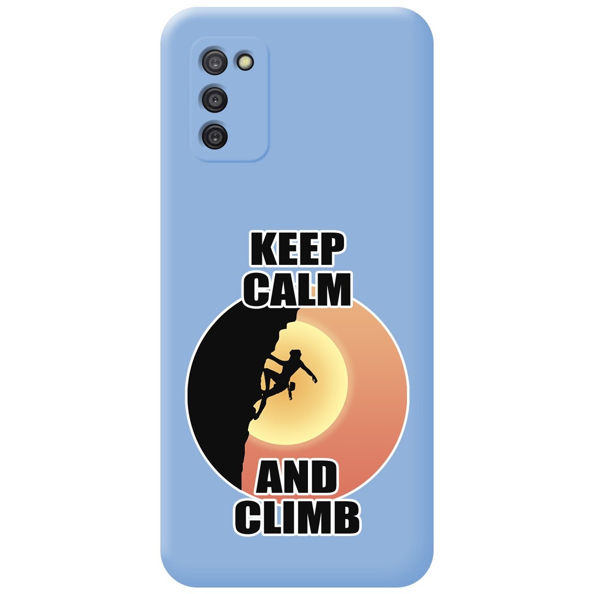 Funda Silicona Líquida Azul para Samsung Galaxy A03s diseño Mujer Escalada Dibujos