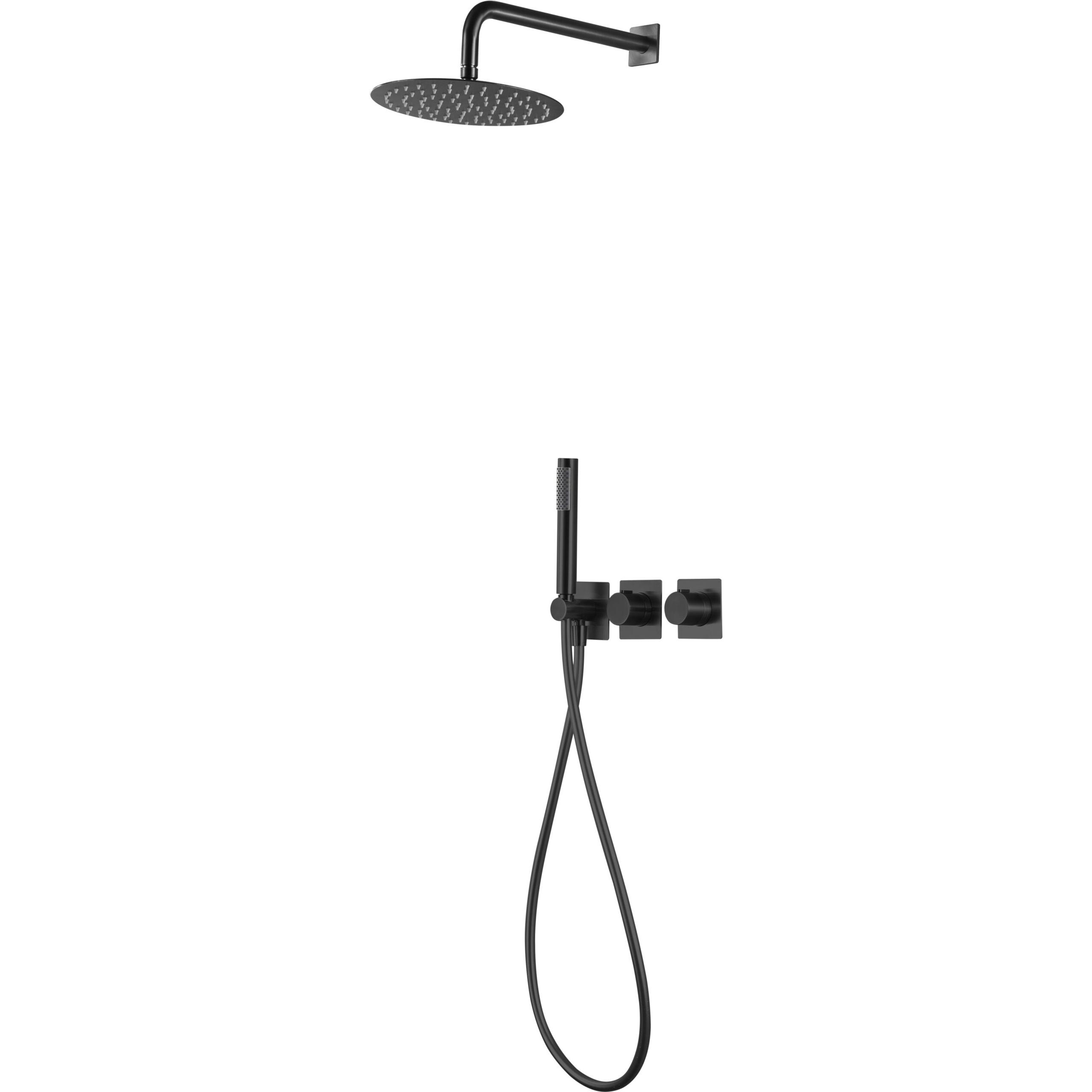 IMEX TIBET GTT054/NG Conjunto de ducha termostático empotrado con rociador a pared acabado negro mate