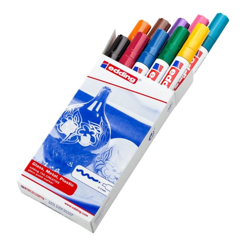 Edding - 750 Negro, Azul, Marrón, Verde, Azul claro, Naranja, Rosa, Rojo, Violeta, Amarillo 10 pieza(s) 750S10