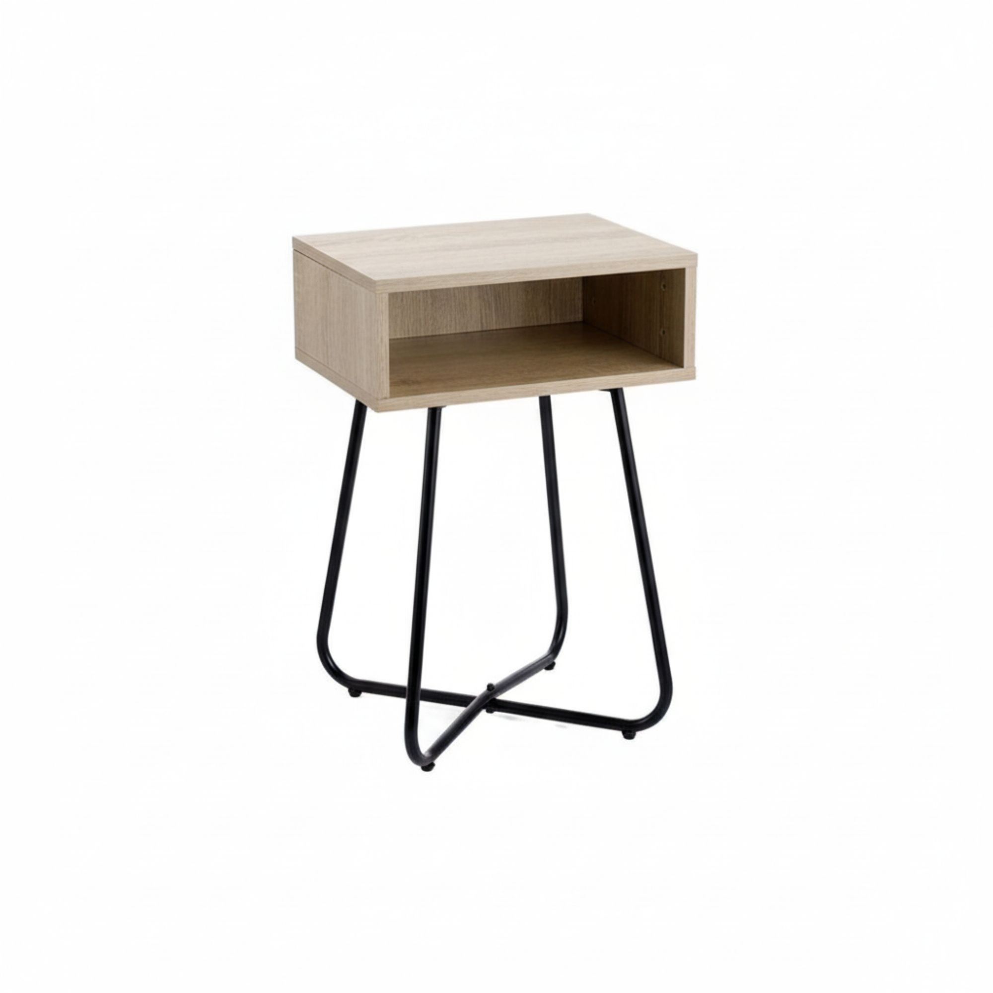 MOBLEKIT | Mesitas de Noche de Madera y Metal, Diseño Nórdico o Industrial con Opciones de Cajón, Puerta o Estantes, Muebles Compactos para Dormitorio